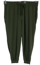 AnyBody Cozy Knit Jogger Pants Green Sz Large Stretch Pull On Women CB50R