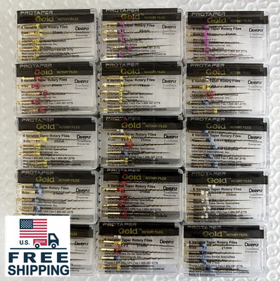 Dentsply ProTaper Gold Rotary Files F1,F2,F3,S1,S2,SX-F3, SX19 25mm 6 file pkg 1