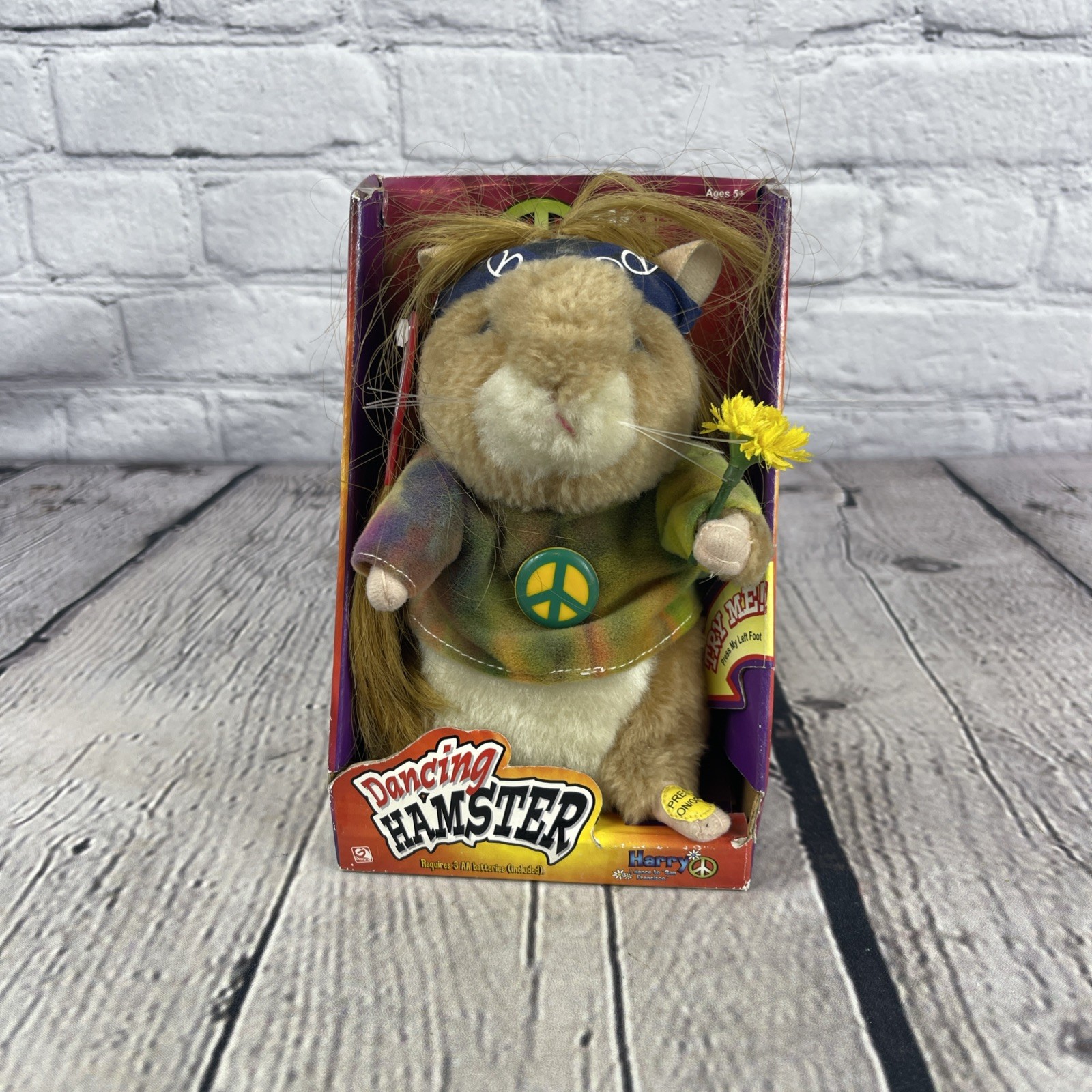 Gemmy Dancing Hamster Harry Hippie Toy San Francisco Retro Working Deadstock