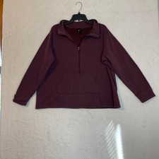 Torrid Sleep Burgundy Fleece Quarter Zip Pullover Sweatshirt Size 1X