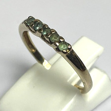 9ct Yellow Gold Ring Cubic Zirconia Stones Hallmark Solid Band Ring Size N 1/2
