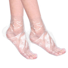 100 PCS Plastic Disposable Foot Covers, Paraffin Bath Liners for Feet, Clear Foo