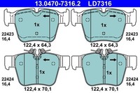 Bremsbelagsatz Scheibenbremse Hinten Ate 130470 73162 FÜR Mercedes