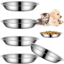 4-Pack Stainless Steel Cat Food Bowls 6.1in Shallow Wide Whisker Relief