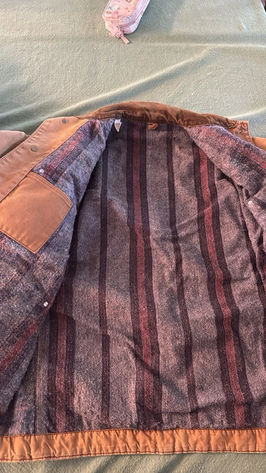 Abrigo Chaqueta Vintage Carhartt Chore Manta Forrada Marrón Pato Lona EE. UU. Foto 3 de 4
