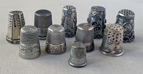 Set (10) Vintage Sterling Silber Fingerhüte; A735 - Bild 1 von 6