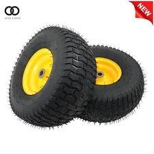 2 Pcs 15x6.00-6 Tire & Wheel 4 Ply For Lawn & Garden Mower Turf Inflatable Tires