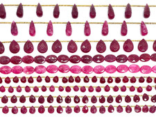 Ruby Red Colored Crystal Quartz Beads FACETED TEARDROPS BRIOLETTES OVALS