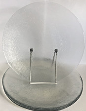Textured Clear Glass Dinner Plates 10.5" Round Set Of 4
