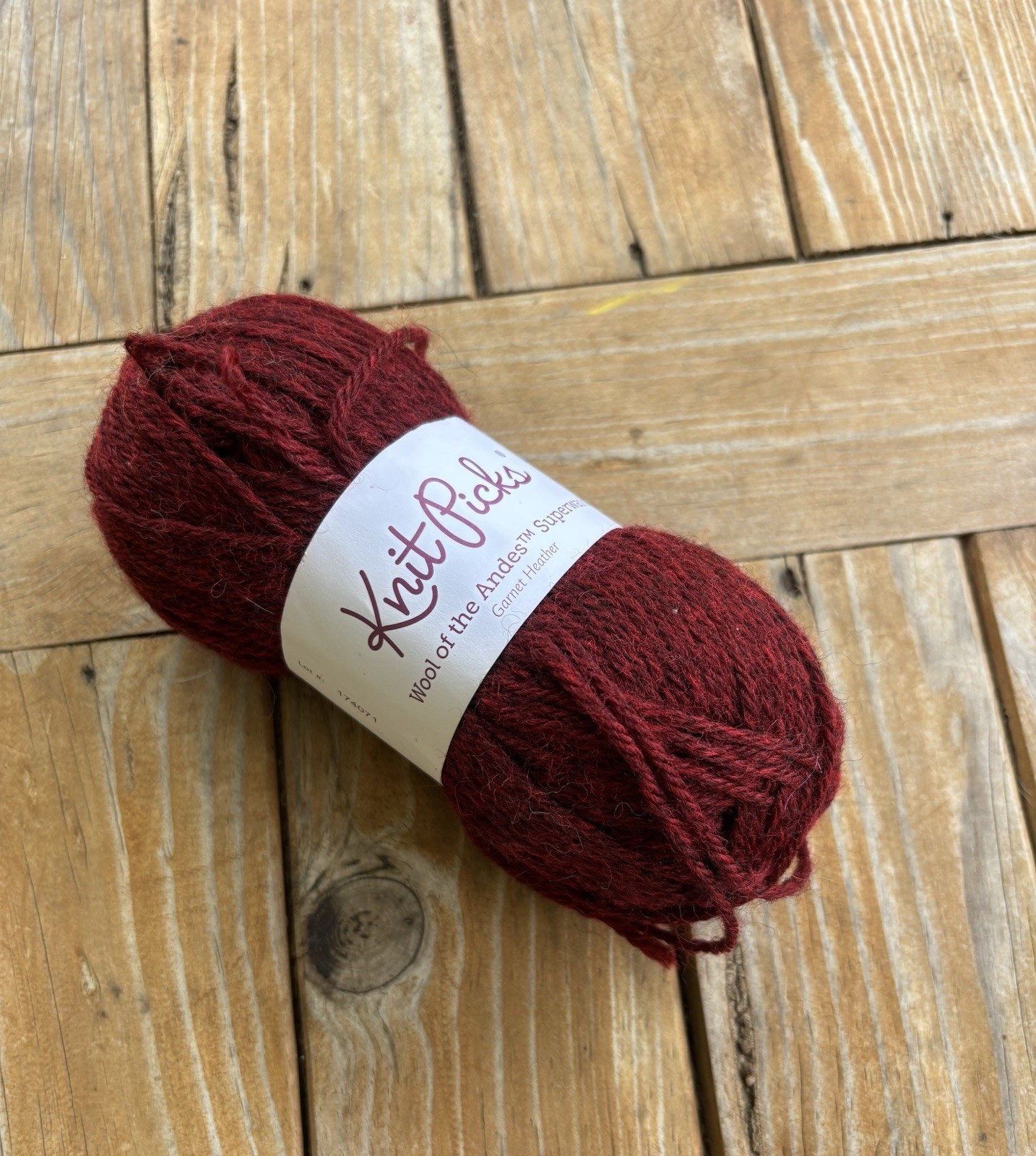 Knit Picks Wool of the Andes Superwash Yarn Garnet Heather One Skein Red