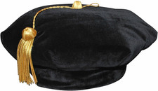 Graduation Doctoral Tam 8 Sided/6 Sided with Gold Bullion Tassel,Black Velvet