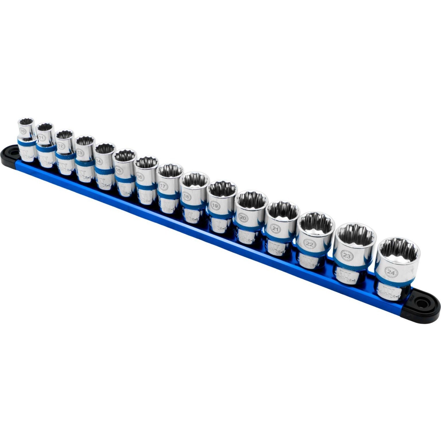 Welzh Werkzeug Shallow 12 Point Socket Set Chrome 1/2""DR 15-Piece 10-24mm