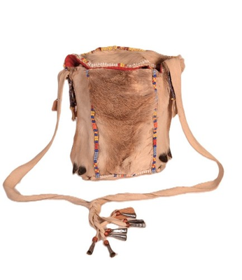 #ad Plains Arapaho Indian Deer Hide Bag 20th Century Size 10quot; H x 8.25quot; L x 5.375quot; $412.00