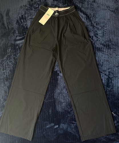 Alo Women’s Black Wide-Leg Pull-On Pants Size S Regular Elastic Waist