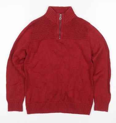 Okaidi Jungen Pullover rot durchgehender Reißverschluss 11-12 Jahre hochgeschlossen