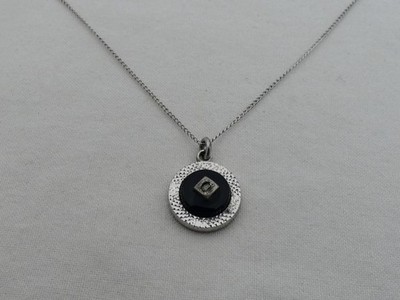 Nachlass Sterlingsilber 18'' feine Halskette mit einem kleinen Diamant Anhänger VG-12