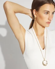 White House Black Market Gold Twisted Pendant Necklace Long Chain $55 NEW WHBM