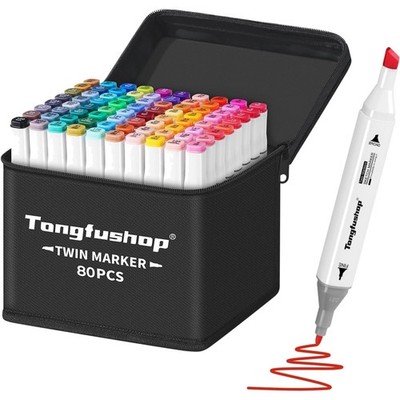 Alkohol-Marker, Doppelspitze, 80 Farben, Mixer, Kunst, Zeichnen, professionel...