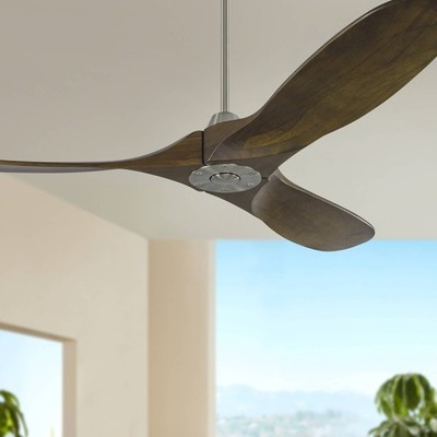 52'' Visual Comfort Maverick II Walnut Damp Ceiling Fan with Remote