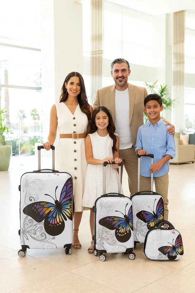 Juego de equipaje giratorio vertical de 4 piezas World Traveler Butterfly Foto 2 de 4