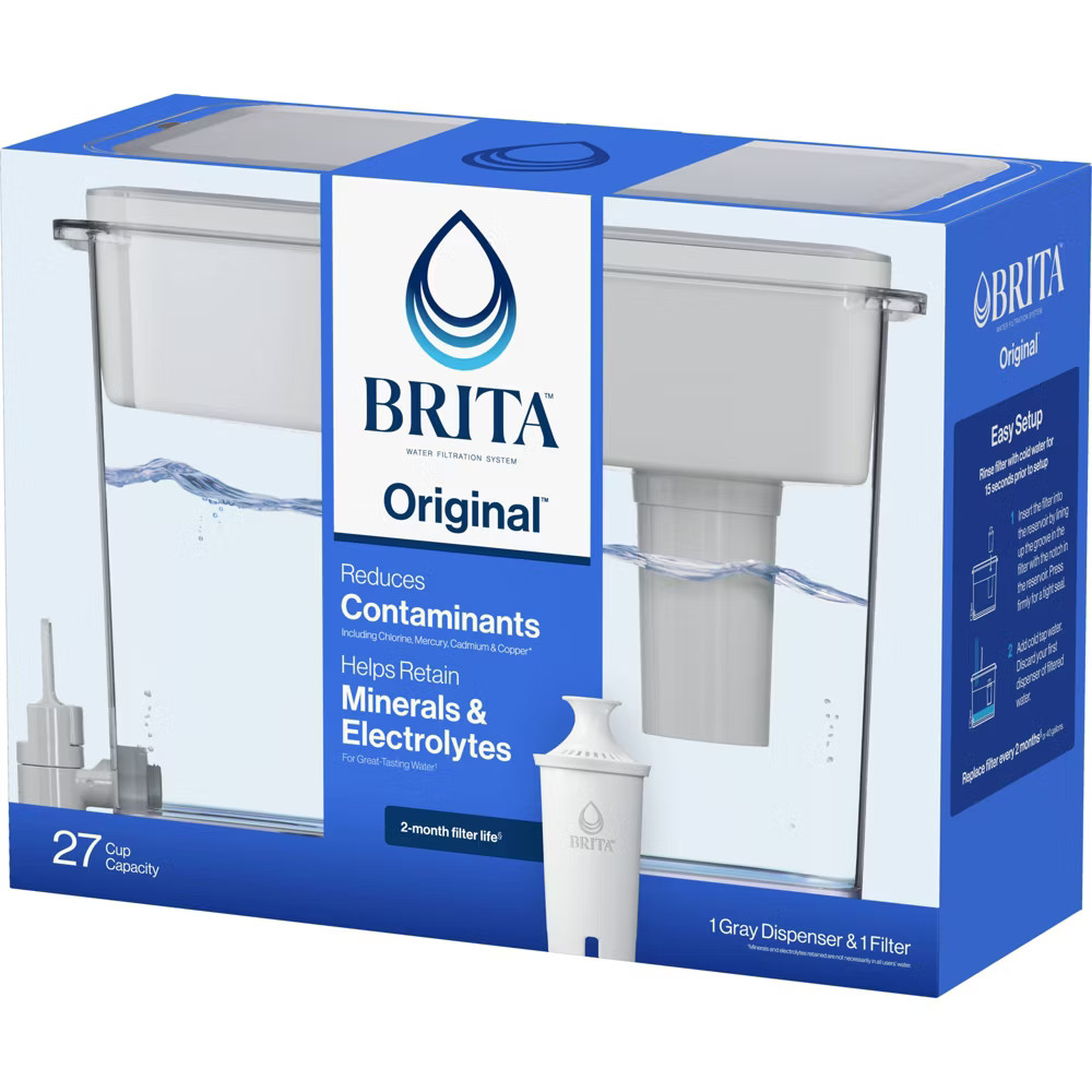 Brita Extra Large 27-Cup UltraMax Filtered Water Dispenser with Filter - Gray:
