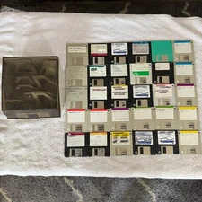 Lot of 30 Vintage 3.5” Floppy Disks with Storage Case Untested Mixed Brands