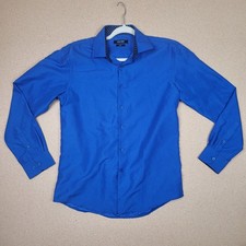 Nine West Men's Slim Fit Royal Blue Dress Shirt Size M 15-15.5 32/33 Long Sleeve