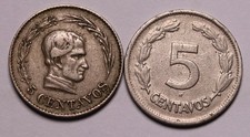 1924 & 1937 Ecuador 5 Centavos Coins (2) KM# 65 & 75