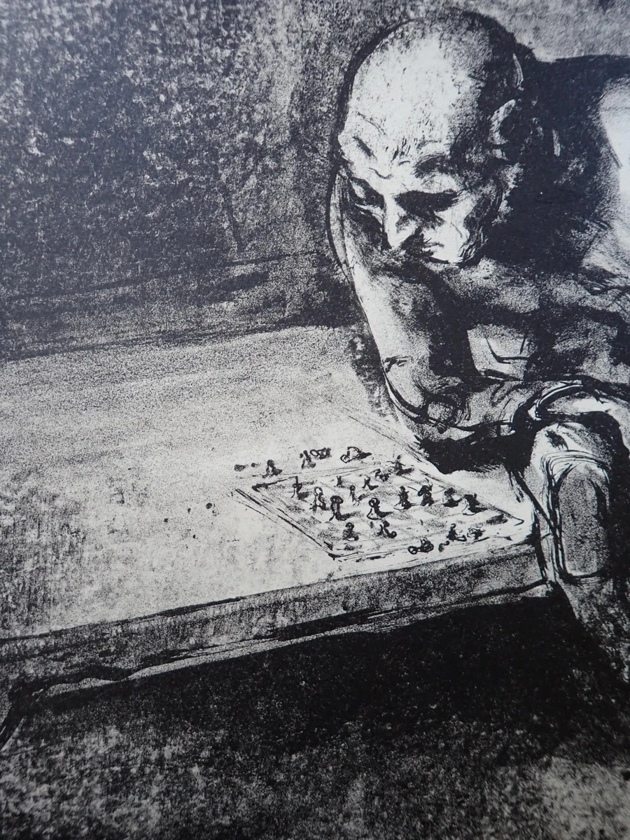 LLL! "Der Gefangene Schach mit sich ..." original signiert Andreas A. Paul Weber