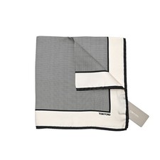 TOM FORD Silk Pocket Square Black Beige All Over Pattern