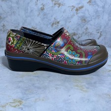 Dansko Vegan 38 Women's Size 7.5 Shoes Brown Colorful Floral Comfort Work Clogs