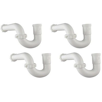 White Plastic P-Trap with Reducing Washer, 1.5'', Pack of 4