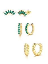 14K Gold Plated Small Dainty Huggie Hoop Earring Set for Women, Hypoallergenic L