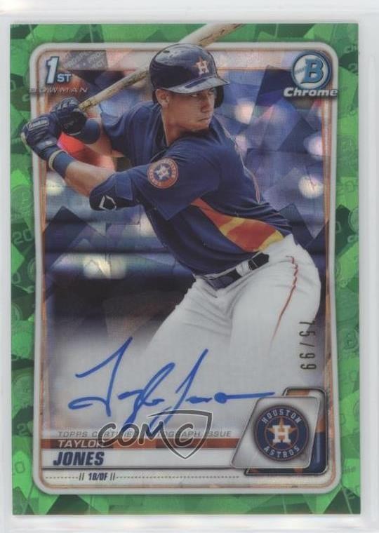 2020 Bowman Chrome Prospect Green Atomic Refractor 75/99 Taylor Jones Auto 0c6