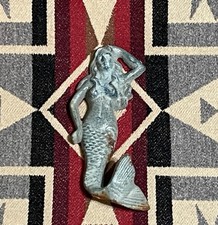 Vintage Cast Iron Mermaid Wall Hook Nautical Decor Patina T47