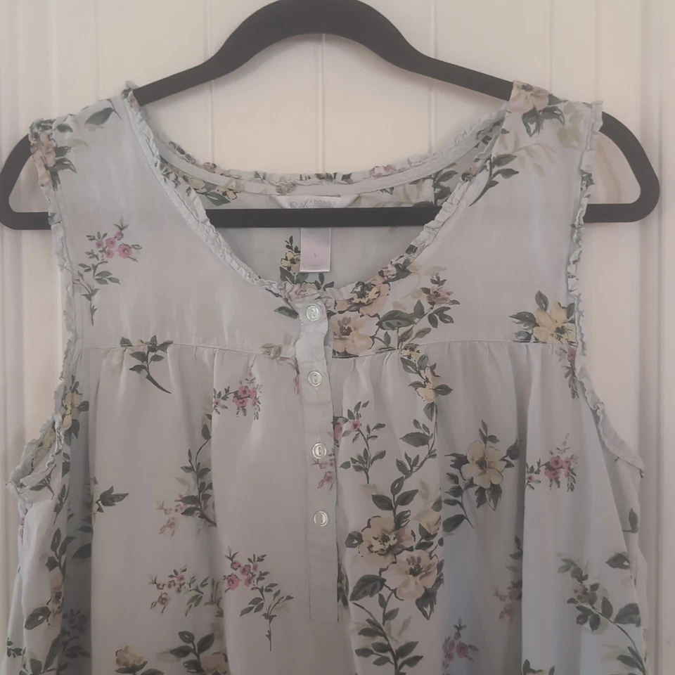 Camisón corto floral con volantes 100 % algodón talla L ADONNA Prairie Cottagecore Foto 4 de 4