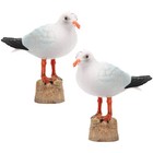  2 Pcs Seagull Statues Figurine Beach Decoration Home Coastal Birds