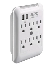 APC SurgeArrest 6-Outlet Wall-Tap Surge Protector w/ 5V 2.4A USB Ports ( 6pack)