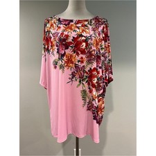 JM Collection Floral Pink short sleeves Tunic...