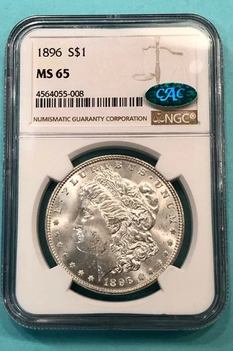 1896 P Morgan Silver Dollar ~ Coin Graded by NGC & CAC as MS 65
