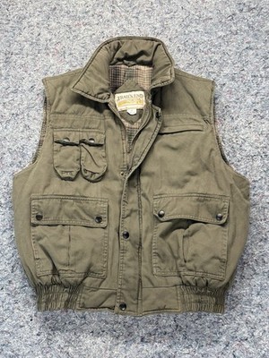 Vintage Trails End Flannel Lined Vest Men s Medium Dark Green Fishing Camping