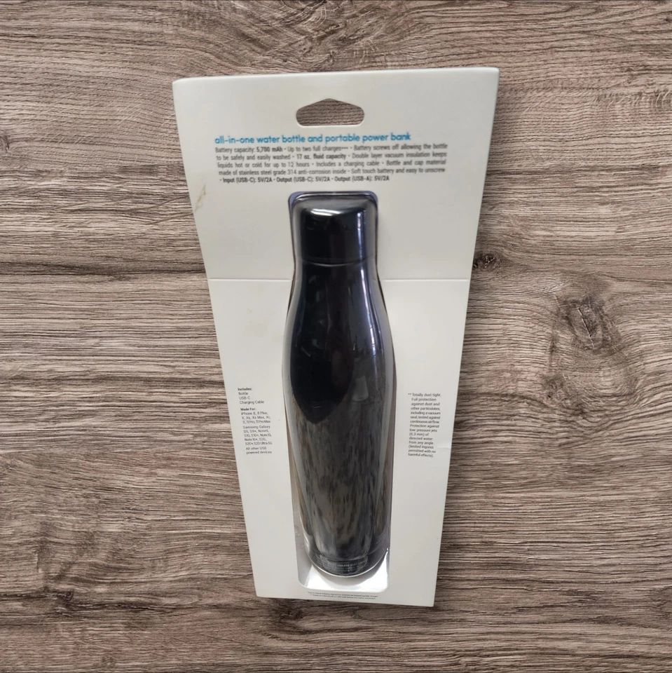 TYLT All-In-One Water Bottle & Portable Power Bank (5700mAh) - Black - Image 2 of 2