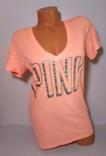 Victoria's Secret VS PINK V-neck Short Sleeve T-Shirt Orange Large L