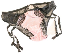 Victoria's Secret Pink Lace Vintage Panties Panty Garter Belt Satin Silky Small