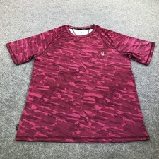 Spyder Rash Guard Shirt Mens Large Red Geometric UPF 30 Swim Quick Dry S923028