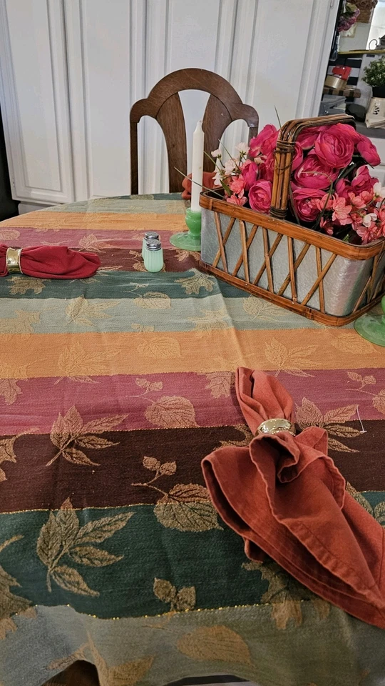  MANTEL COLORIDO HOJA OTOÑO MEZCLA ALGODÓN 54 X 78. It's Right Around The Crner Foto 4 de 4