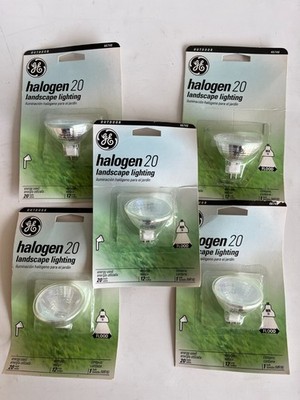 Lot of 5 GE Halogen 20W Clear MR16 Landscape Lighting Floodlight Bulb NEW SEALED
