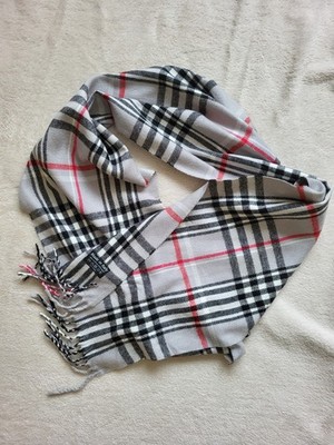 Grey Plaid Scarf 160x30 cm   Classic Check Winter Scarf   Made in Italy