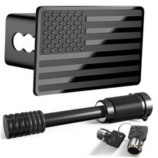 Heavy American Flag Metal Trailer Hitch Cover for 2 Inch Receivers,Tow Black