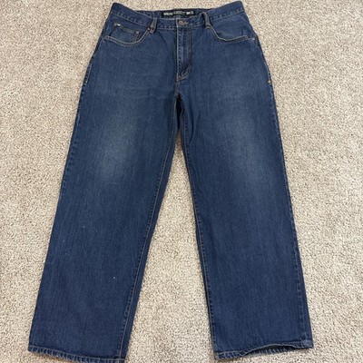 Ecko Unltd Mens 38 Loose Baggy 5 Pocket Jeans Dark Blue Y2K Cotton Denim EUC 